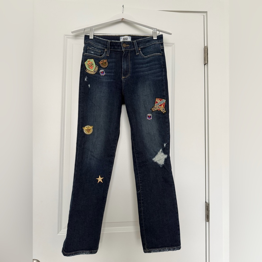 Paige Jacqueline straight leg applique jeans
